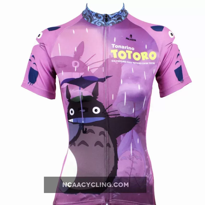 Animated Film Cartoon Character My Neighbor Totoro Day Umbrella Purple Breathable Cycling Jersey Women's Short-Sleeve Sport Bicycling Shirts Summer Quick Dry Sportswear Chinchilla NO.519