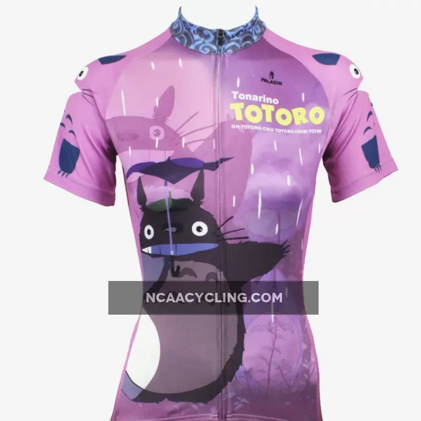 Animated Film Cartoon Character My Neighbor Totoro Day Umbrella Purple Breathable Cycling Jersey Women's Short-Sleeve Sport Bicycling Shirts Summer Quick Dry Sportswear Chinchilla NO.519