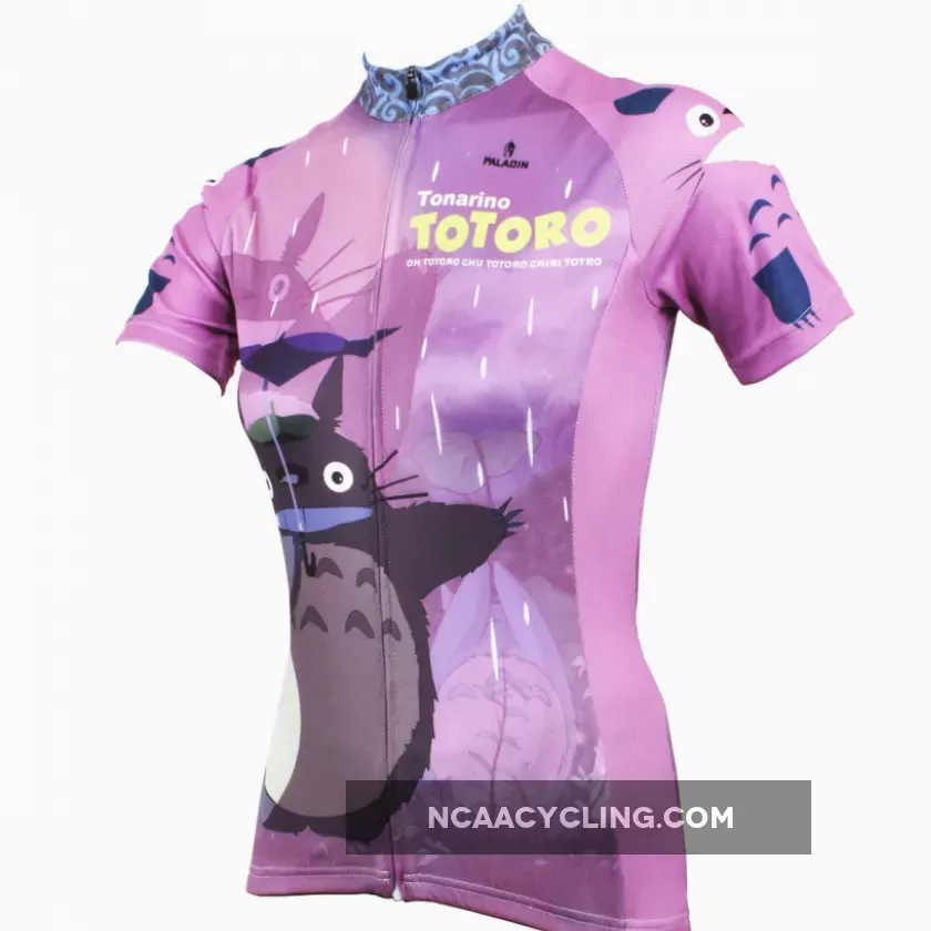 Animated Film Cartoon Character My Neighbor Totoro Day Umbrella Purple Breathable Cycling Jersey Women's Short-Sleeve Sport Bicycling Shirts Summer Quick Dry Sportswear Chinchilla NO.519
