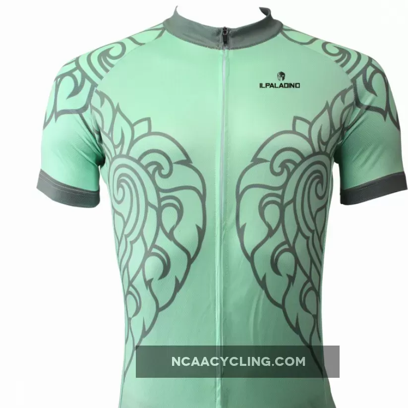 Ilpaladino Patterned Green Leaves Men's Breathable Quick Dry Short-Sleeve Cycling Jersey Bicycling Shirts Summer Apparel Outdoor Sports Gear Leisure Biking T-shirt Wear NO.505
