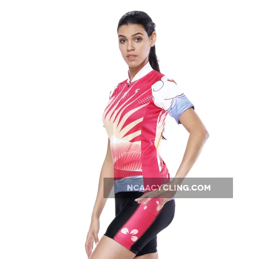 Flying Fish Carps Red Pink Women's Cycling Short-sleeve Bike Jersey/Kit T-shirt Summer Spring Road Bike Wear Mountain Bike MTB Clothes Sports Apparel Top / Suit NO. 806