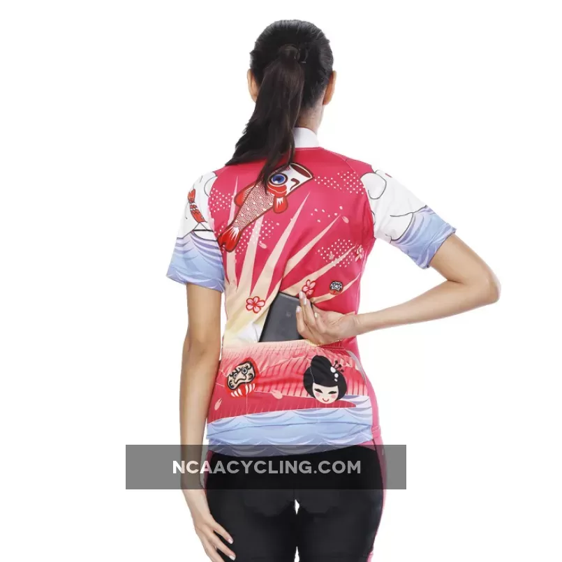 Flying Fish Carps Red Pink Women's Cycling Short-sleeve Bike Jersey/Kit T-shirt Summer Spring Road Bike Wear Mountain Bike MTB Clothes Sports Apparel Top / Suit NO. 806