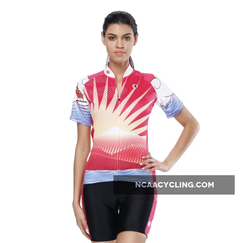 Flying Fish Carps Red Pink Women's Cycling Short-sleeve Bike Jersey/Kit T-shirt Summer Spring Road Bike Wear Mountain Bike MTB Clothes Sports Apparel Top / Suit NO. 806