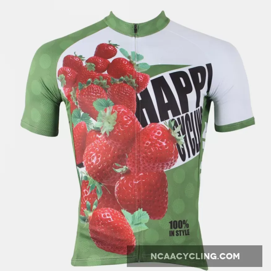 Happy Cycling Summer Fruit Strawberry Men's Short/Long-Sleeve Cycling Jersey NO.174