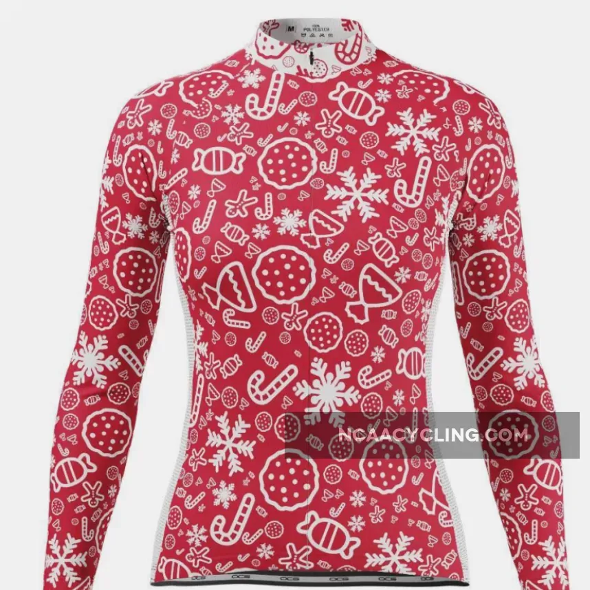 Women's Christmas Candy Long Sleeve Cycling Jersey / Cycling Jersey Long Sleeve Women