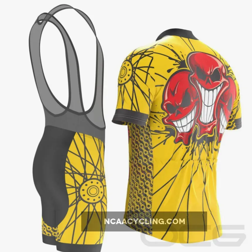 Men's Flaming Red Skull Short Sleeve Cycling Kit