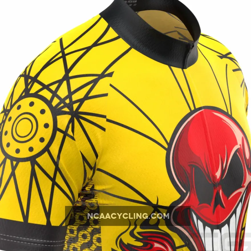 Men's Flaming Red Skull Short Sleeve Cycling Kit