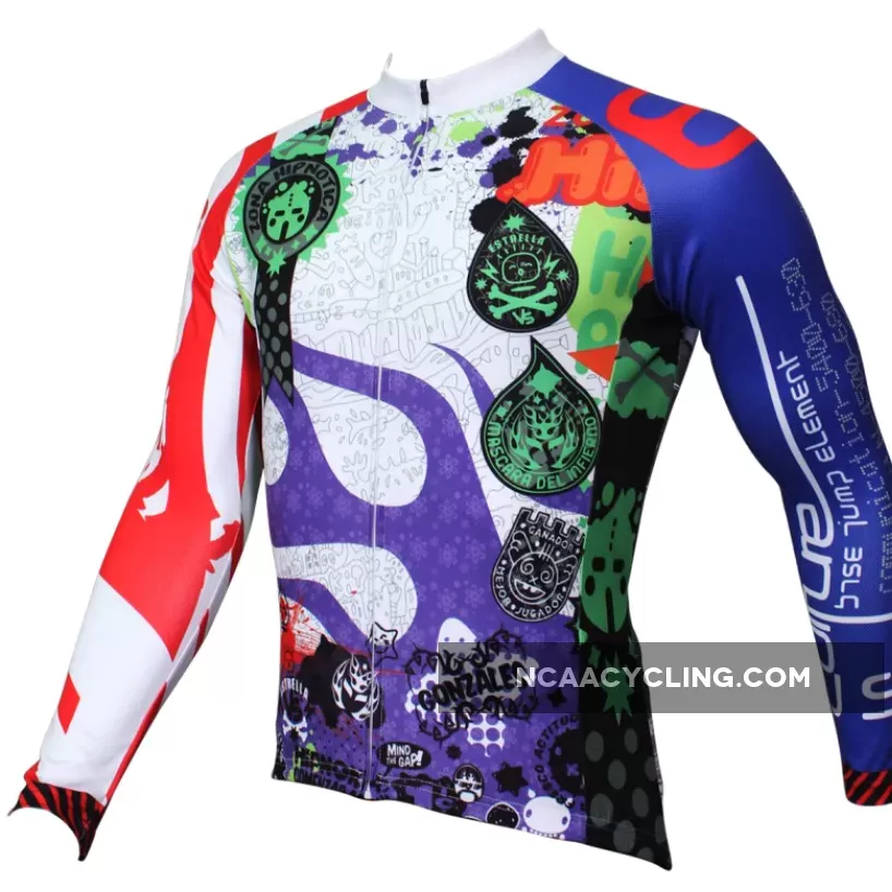 Men's Stylish Hidden-Zipper Long-sleeve Cycling Jersey with Patterns for Outdoor Bike Leisure Sport Winter Breathable Bicycle clothing 369(velvet)
