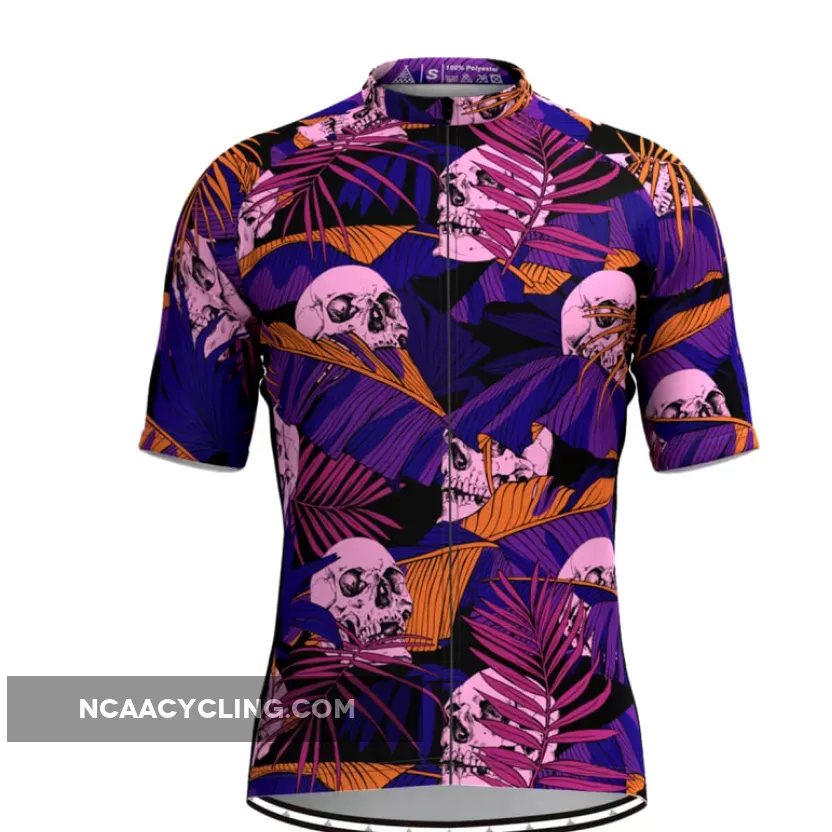 Men's Tropical & Skull Print Hawaiian Cycling Jersey