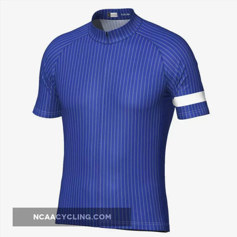 Men's Blue Stripe Banded Short Sleeve Cycling Jersey