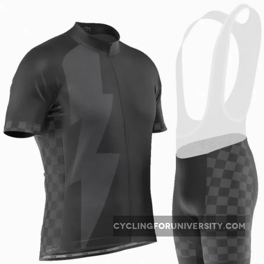 Men's Black Lightning Checkered Pro Band Cycling Kit