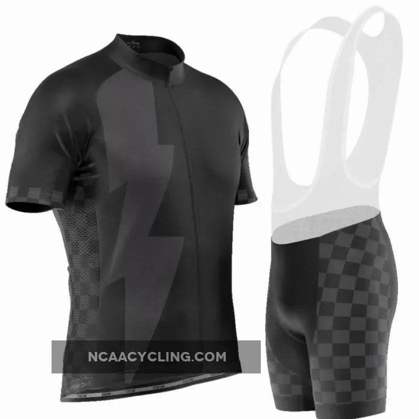 Men's Black Lightning Checkered Pro Band Cycling Kit