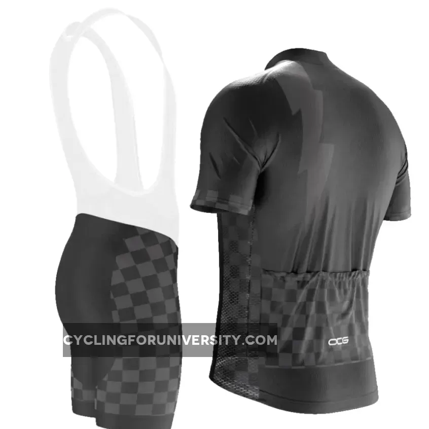 Men's Black Lightning Checkered Pro Band Cycling Kit