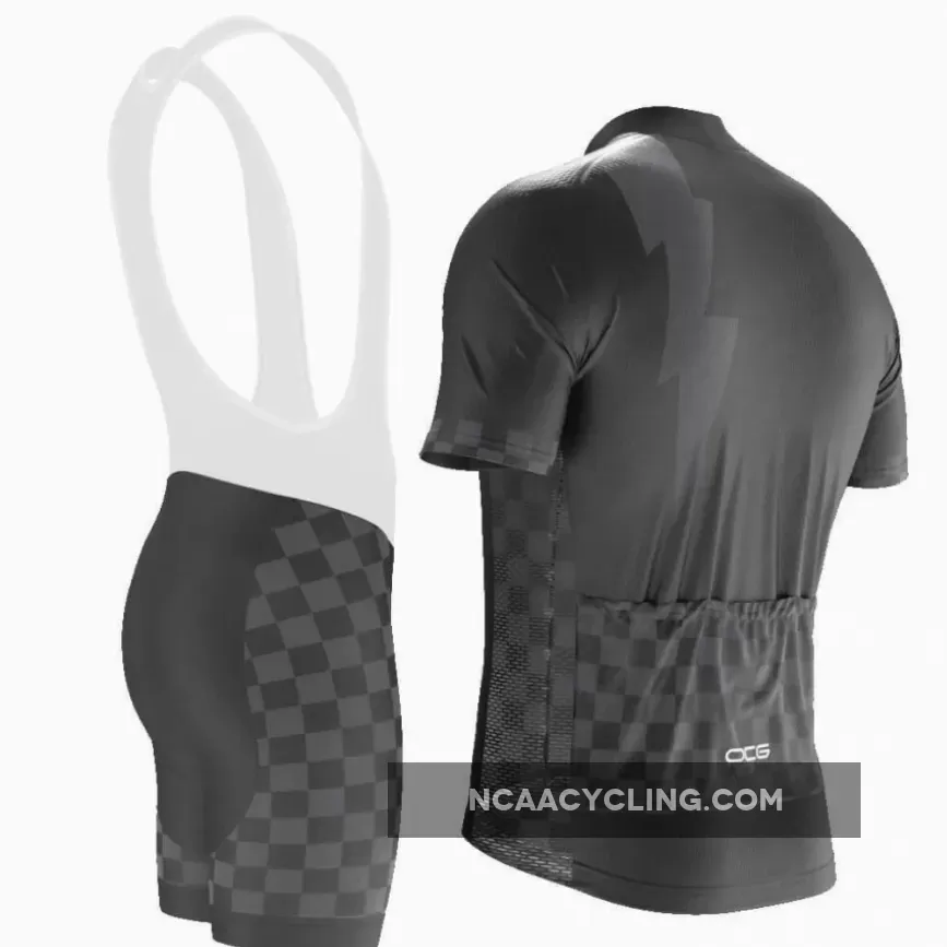 Men's Black Lightning Checkered Pro Band Cycling Kit