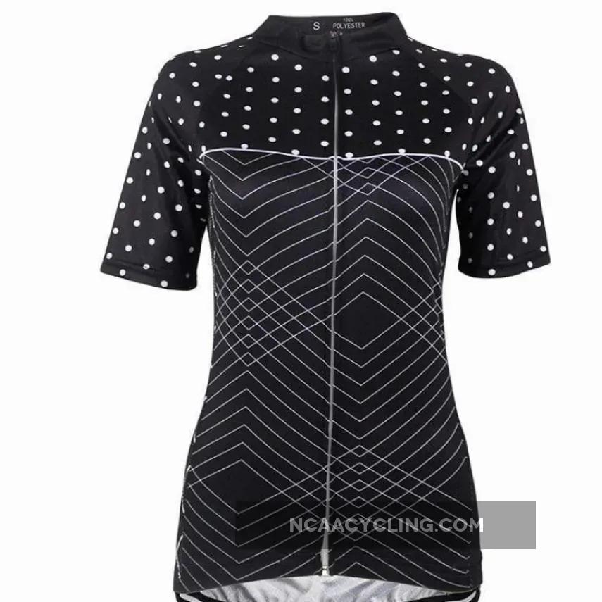 Women's Polka Dot Zigzag Cycling Jersey For Sale