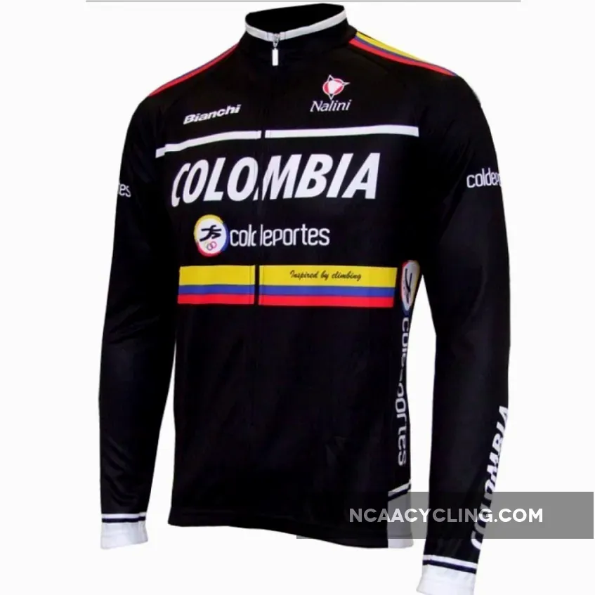 2012 Colombia Coldeportes Winter Fleece Long Sleeve Cycling Jersey Jackets