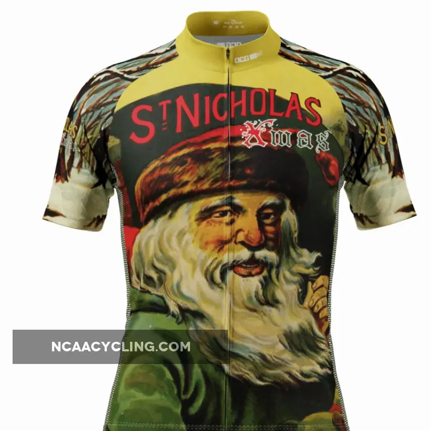 Men's Saint Nicholas Christmas Santa Short Sleeve Cycling Jersey