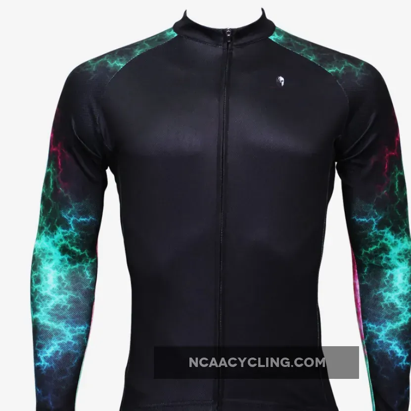 GreenUniverse Light Power Graphic Arm Men's Cycling Long-sleeve Black Jerseys NO.366