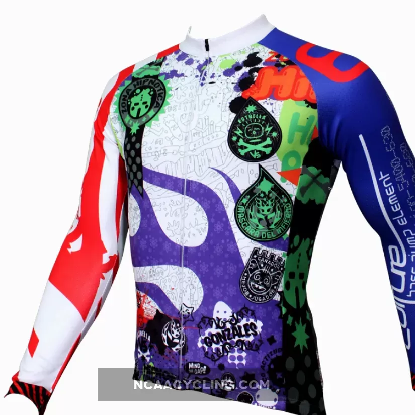 Best-seller Men's Full Zipper Blue& Red sleeves Long-sleeves Cycling Jersey for Ultraviolet-Resistant Outdoor Sport Shirt Leisure Sport Breathable and Quick Dry Fall Autumn Bike Bicycle Clothing 377(velvet)