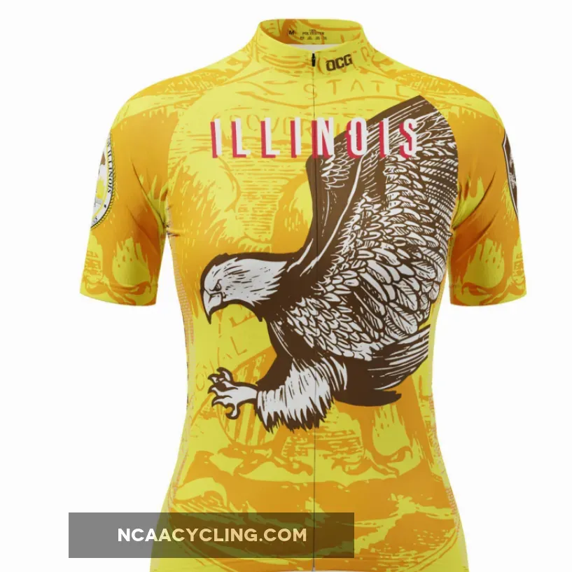 Women's Illinois Flag USA State Short Sleeve Cycling Jersey
