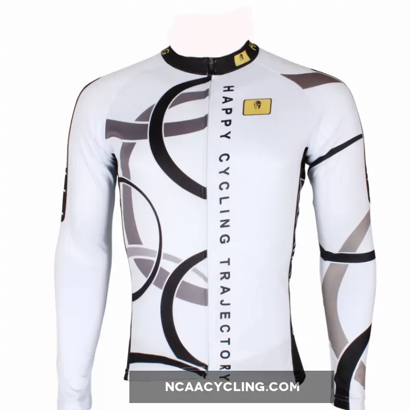 Popular Men's White Hidden-Zipper Long-sleeve Cycling Jersey with patterns for Outdoor Sport Leisure Sport Breathable and Quick Dry Fall Autumn Bike Shirt Bicycle clothing 205 (velvet)