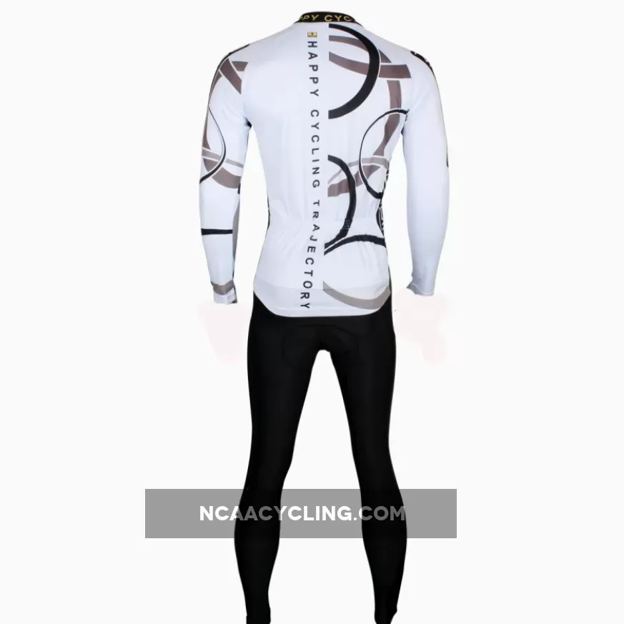 Popular Men's White Hidden-Zipper Long-sleeve Cycling Jersey with patterns for Outdoor Sport Leisure Sport Breathable and Quick Dry Fall Autumn Bike Shirt Bicycle clothing 205 (velvet)