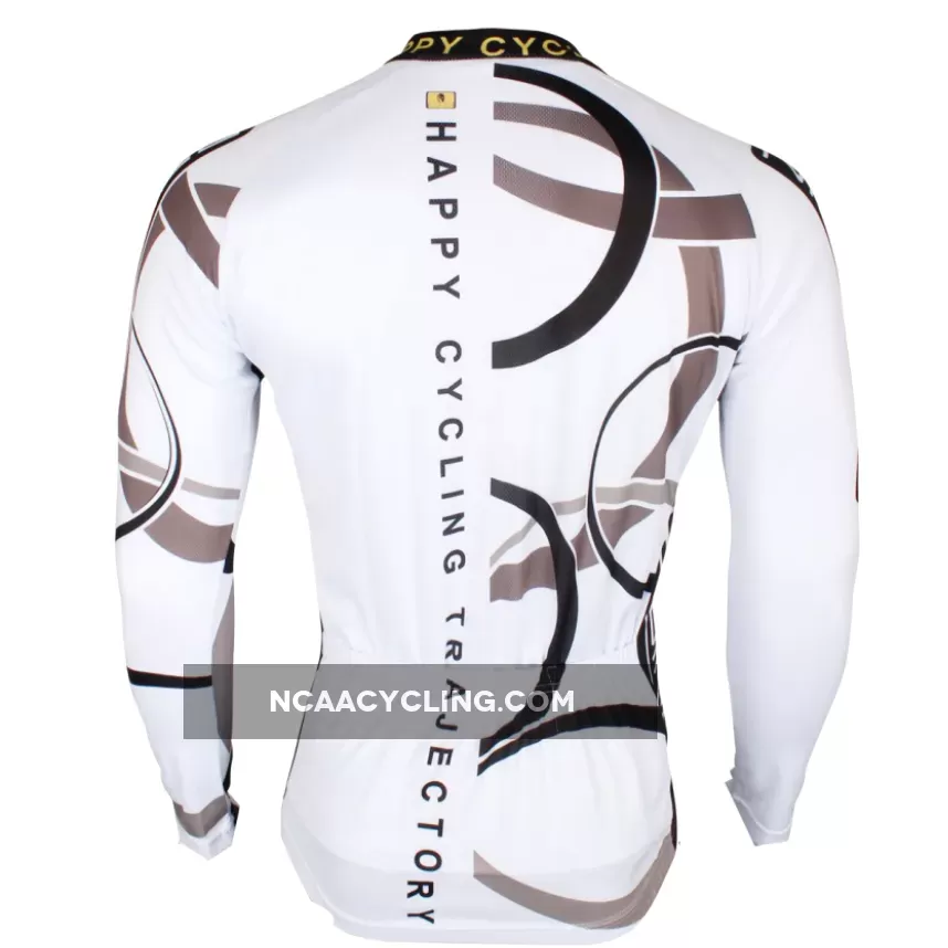 Popular Men's White Hidden-Zipper Long-sleeve Cycling Jersey with patterns for Outdoor Sport Leisure Sport Breathable and Quick Dry Fall Autumn Bike Shirt Bicycle clothing 205 (velvet)