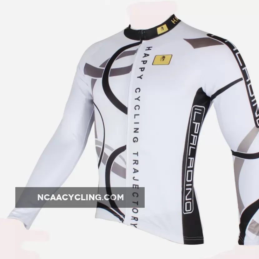 Popular Men's White Hidden-Zipper Long-sleeve Cycling Jersey with patterns for Outdoor Sport Leisure Sport Breathable and Quick Dry Fall Autumn Bike Shirt Bicycle clothing 205 (velvet)
