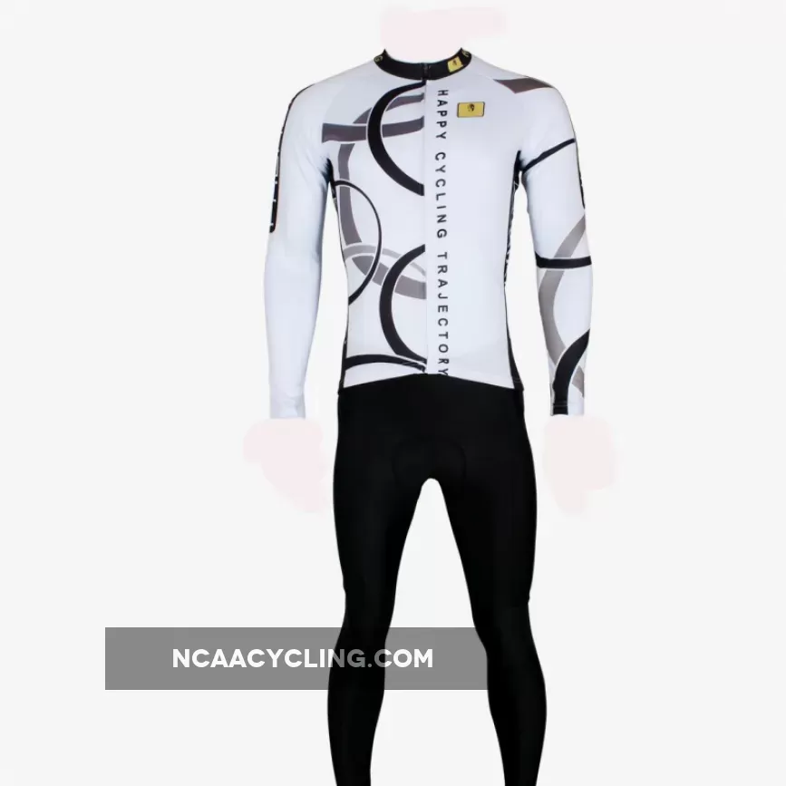 Popular Men's White Hidden-Zipper Long-sleeve Cycling Jersey with patterns for Outdoor Sport Leisure Sport Breathable and Quick Dry Fall Autumn Bike Shirt Bicycle clothing 205 (velvet)