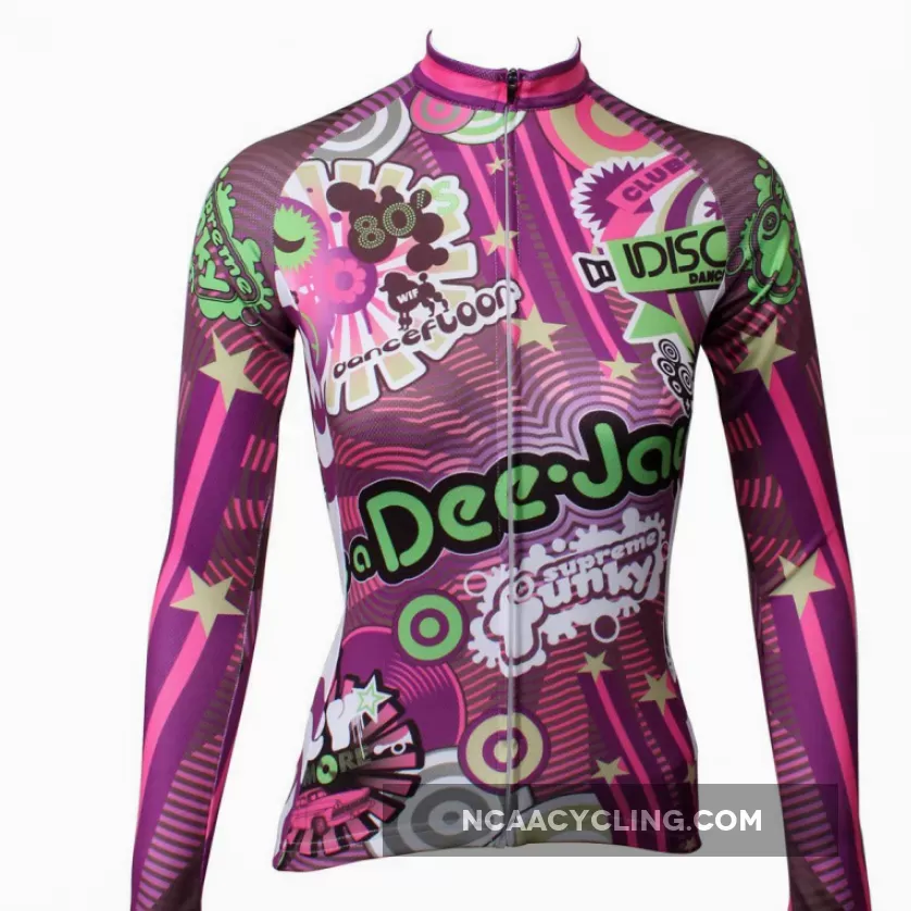 ILPALADINO Purple Funky Women's Long Sleeves Red Cycling Clothing Suits with Tights Spring Autumn Exercise Bicycling Pro Cycle Clothing Racing Apparel Outdoor Sports Leisure Biking Shirts NO.328