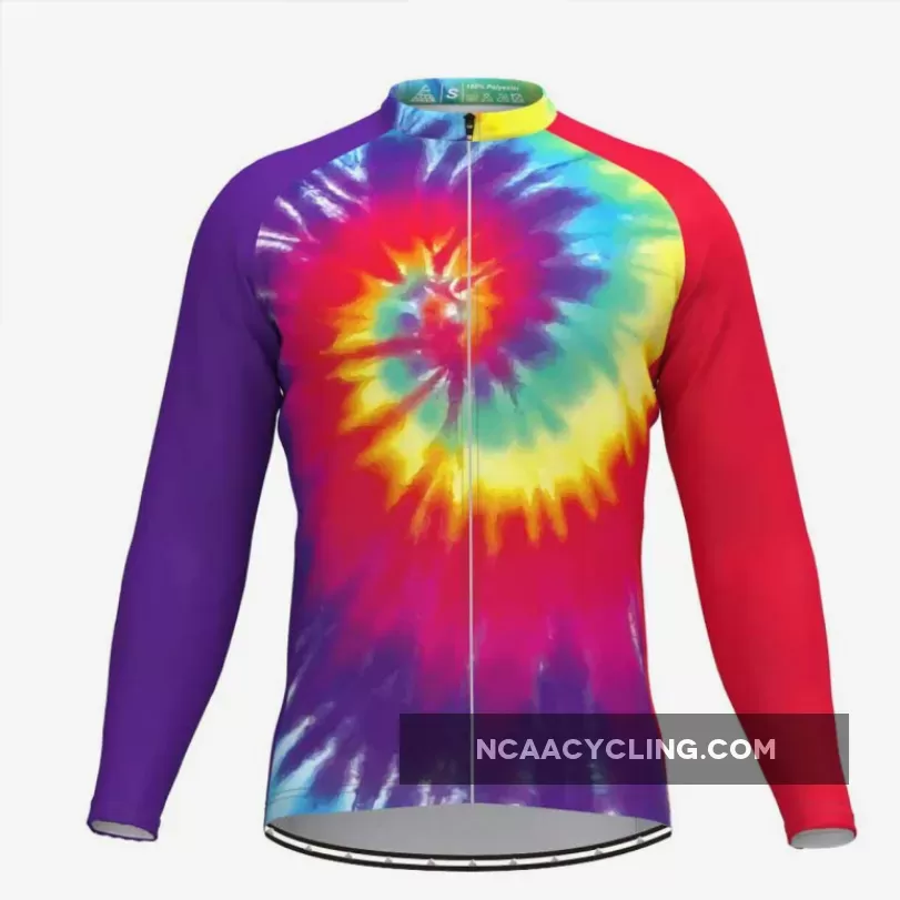 Tie Dye Rainbow Men's Long Sleeve Cycling Jersey To Buy