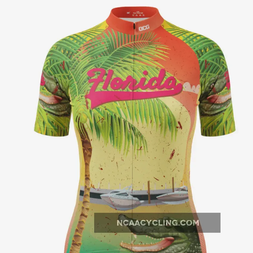 Women's Florida US State Short Sleeve Cycling Jersey #Biking Shirts Women's