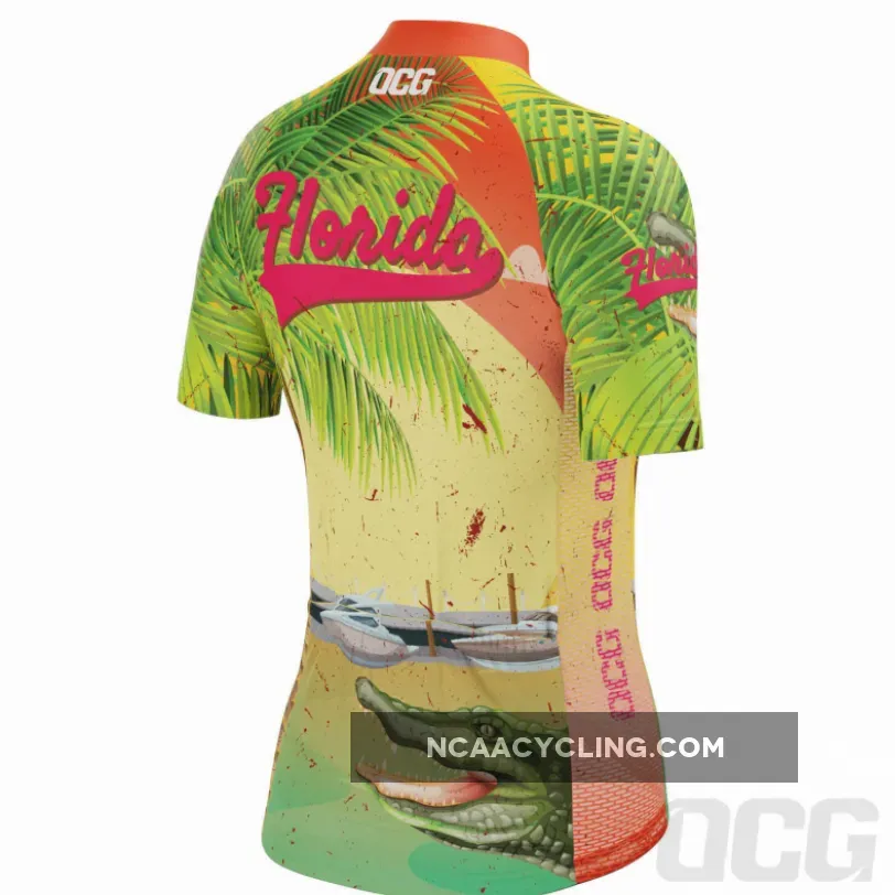 Women's Florida US State Short Sleeve Cycling Jersey #Biking Shirts Women's