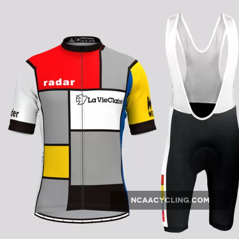 Retro 1985 La Vie Claire Piet Mondrian Men's Cycling Kit