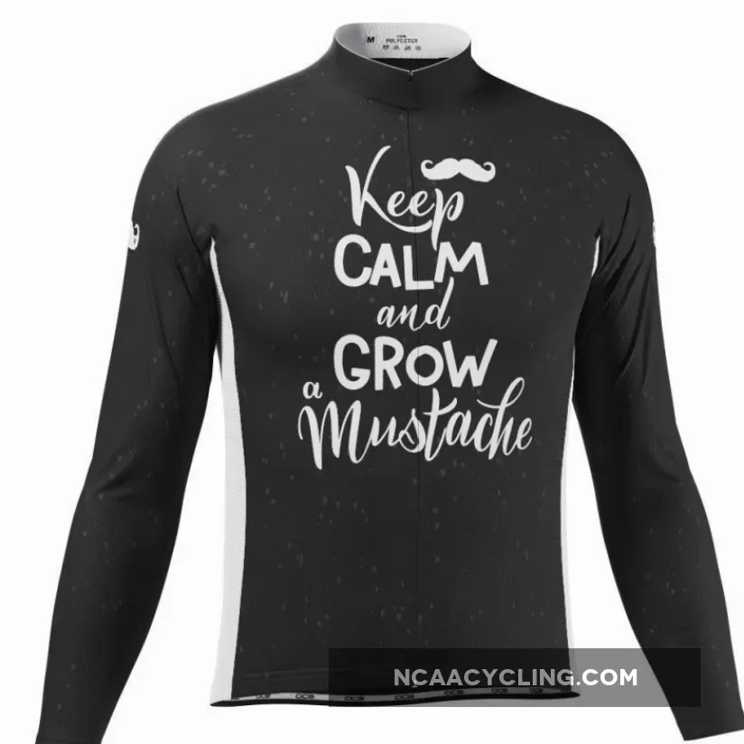 Men's Keep Calm Mustache Long Sleeve Cycling Jersey Online