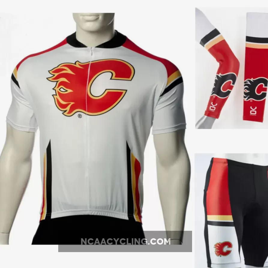NHL Calgary Flames Cycling Jerseys Bib Shorts Arm Warmers