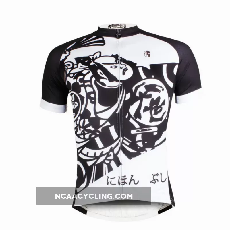 Traditional Japanese Samurai Cycling Black&White Jersey Men's Short-Sleeve Bicycling Summer Shirts NO.687