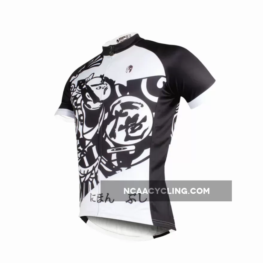 Traditional Japanese Samurai Cycling Black&White Jersey Men's Short-Sleeve Bicycling Summer Shirts NO.687