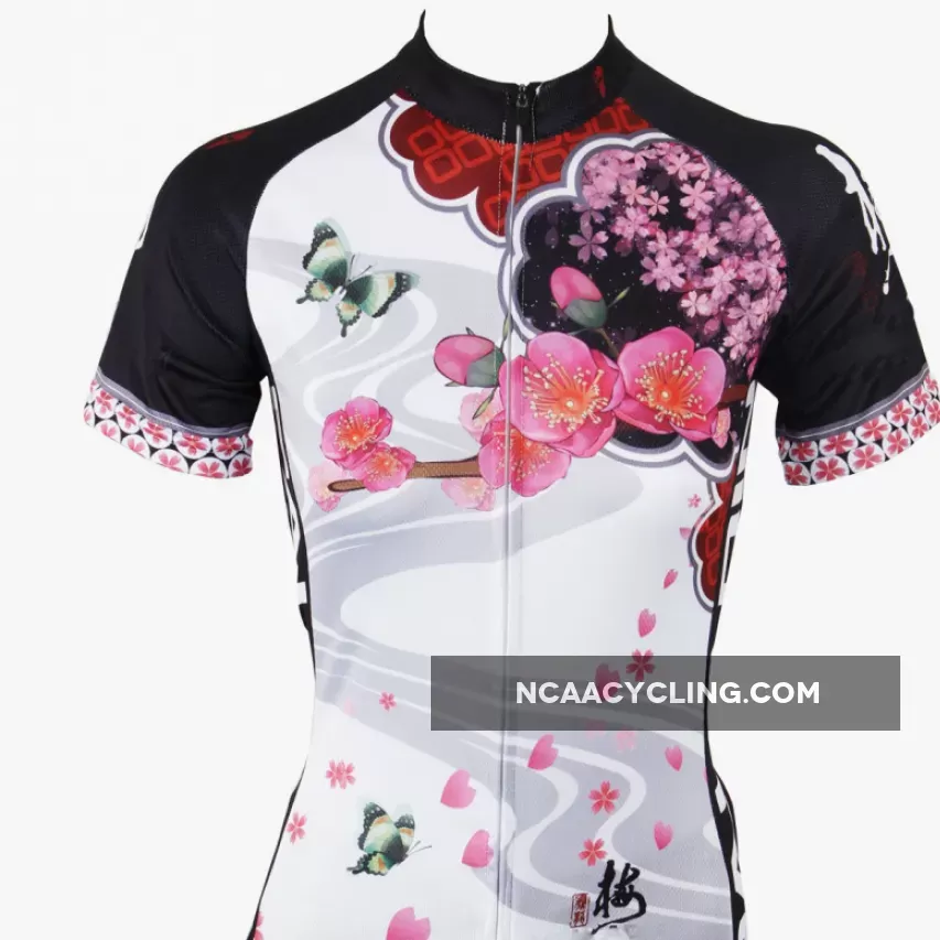 Ilpaladino Scenic Spring Women's Summer Short-Sleeve Cycling Jersey Biking Exercise Bicycling Pro Cycle Clothing Racing Apparel Outdoor Sports Leisure Breathable Sport Butterfly Around Petals Clothes NO.542