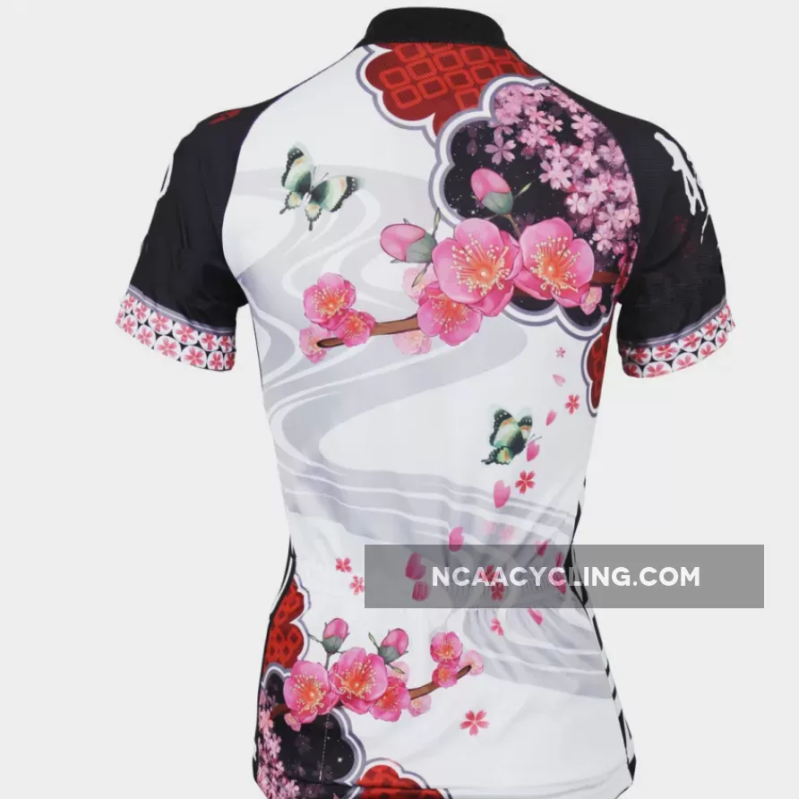 Ilpaladino Scenic Spring Women's Summer Short-Sleeve Cycling Jersey Biking Exercise Bicycling Pro Cycle Clothing Racing Apparel Outdoor Sports Leisure Breathable Sport Butterfly Around Petals Clothes NO.542