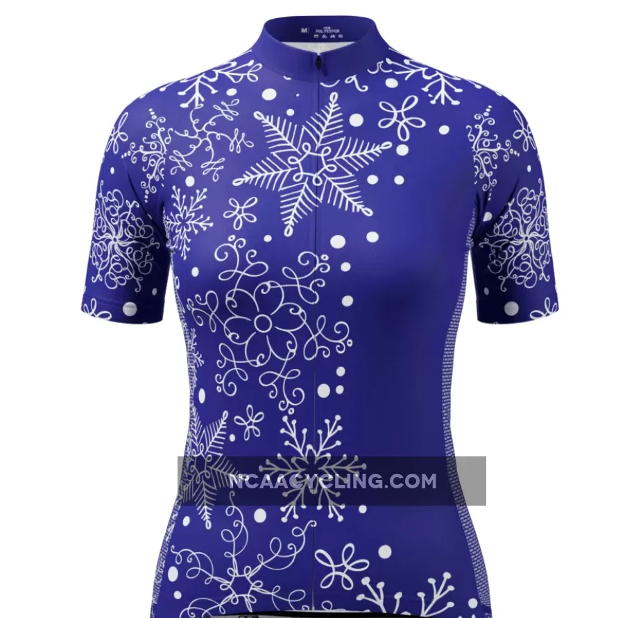 Women's Festive Snowflake Short Sleeve Cycling Jersey