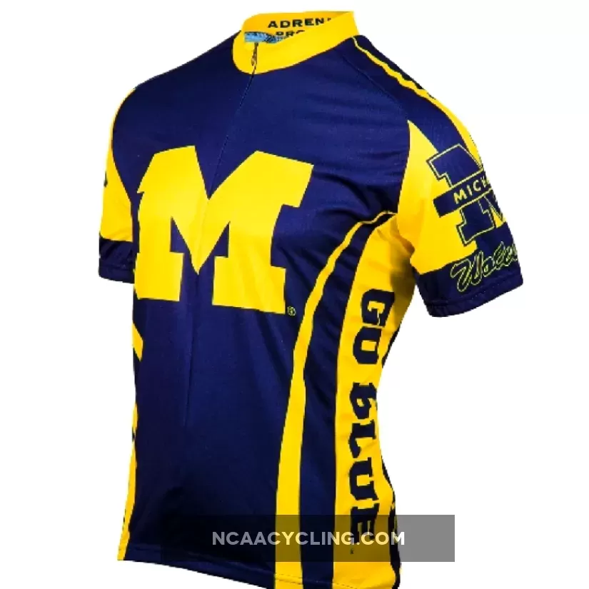 University of Michigan College 3/4 zip Men's Short Sleeve Cycling Jersey, University Of Michigan Cycling Jersey