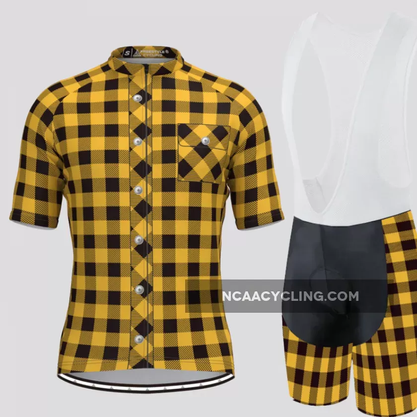 Plaid Checkered Shirt V2 Men's Cycling Kit Yellow Brand New