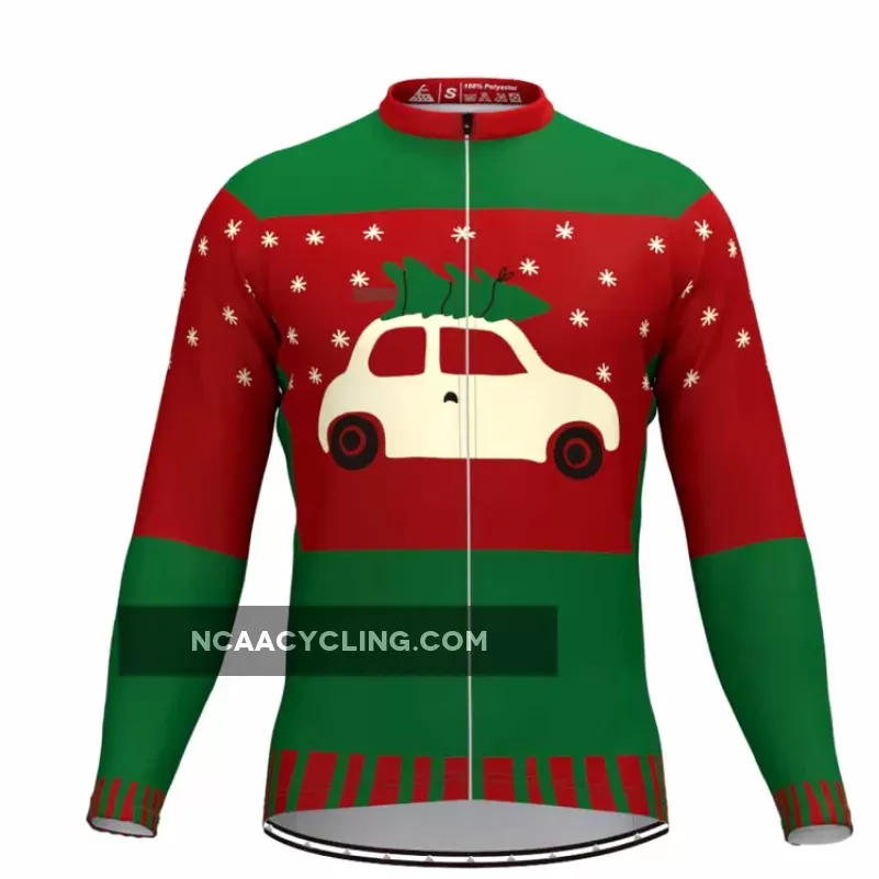 Christmas Tree Ugly Sweater LS Cycling Jersey Green