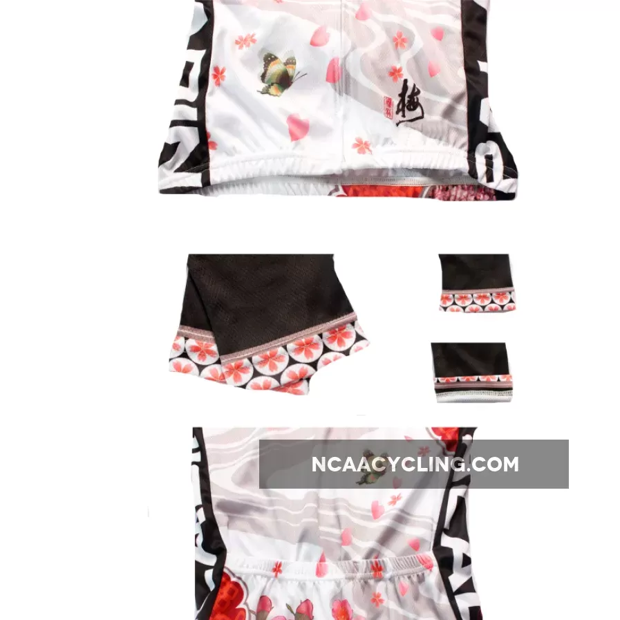 Ilpaladino Peach Blossom Butterfly With Flying Petal Women Cycling Jerseys Long-sleeve summer Spring Sportswear Gear Pro Cycle Clothing Racing Apparel Outdoor Sports Leisure Biking Shirt NO.542