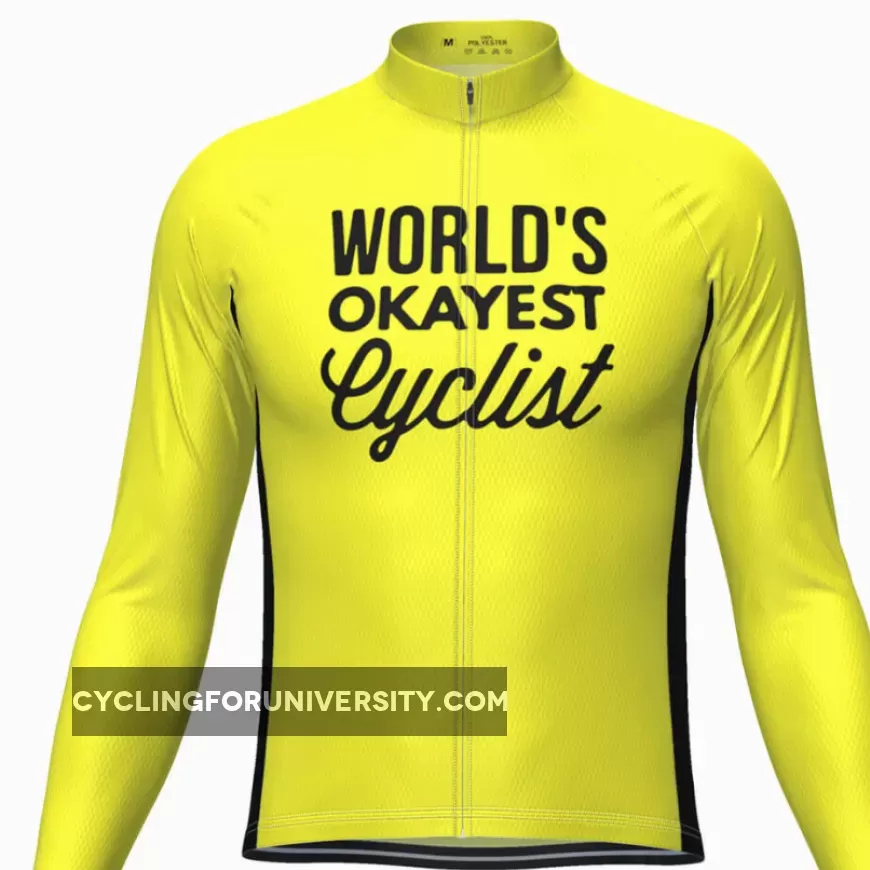 Men's Worlds Okayest Cyclist Long Sleeve Cycling Jersey