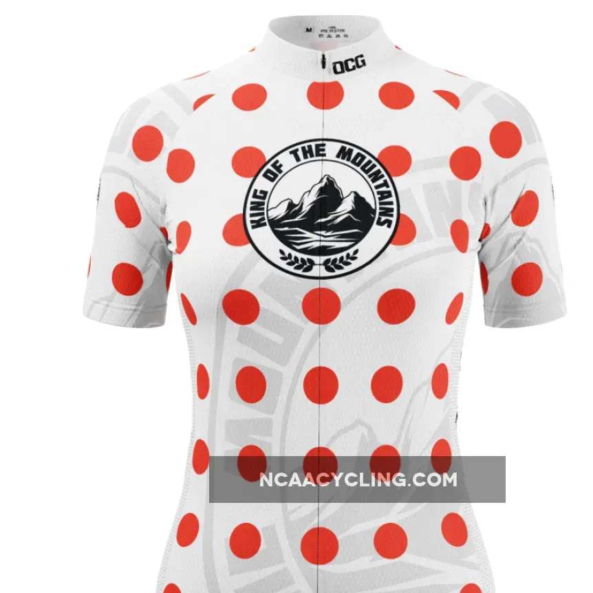 Women's King of the Mountains Polka Dot Short Sleeve Cycling Jersey, Queen Of The Mountains