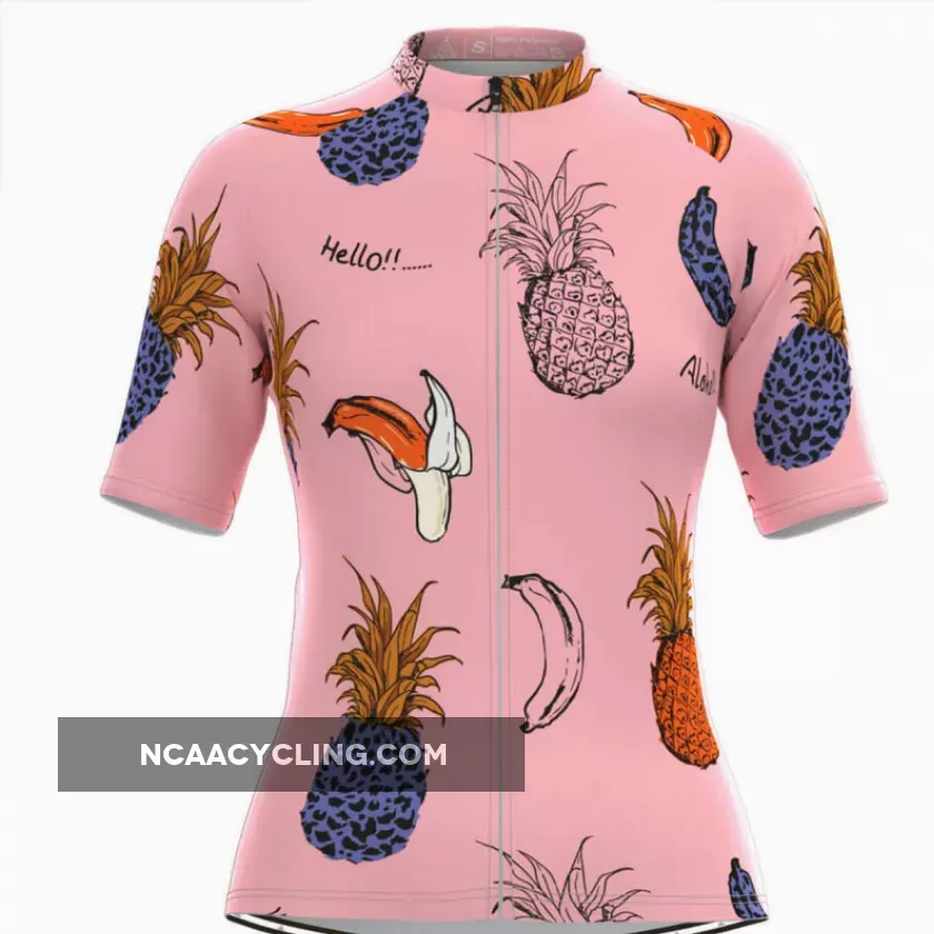 Women's Aloha Fruit Print Hawaiian Pink Cycling Jersey