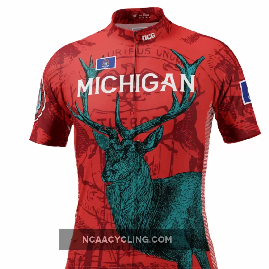 Men's Michigan US State Short Sleeve Cycling Jersey / Michigan Cycling Jersey
