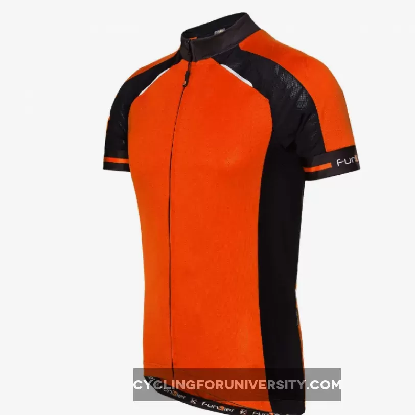 FunKier Firenze Full Zip Short Sleeve Men's Cycling Jersey Orange